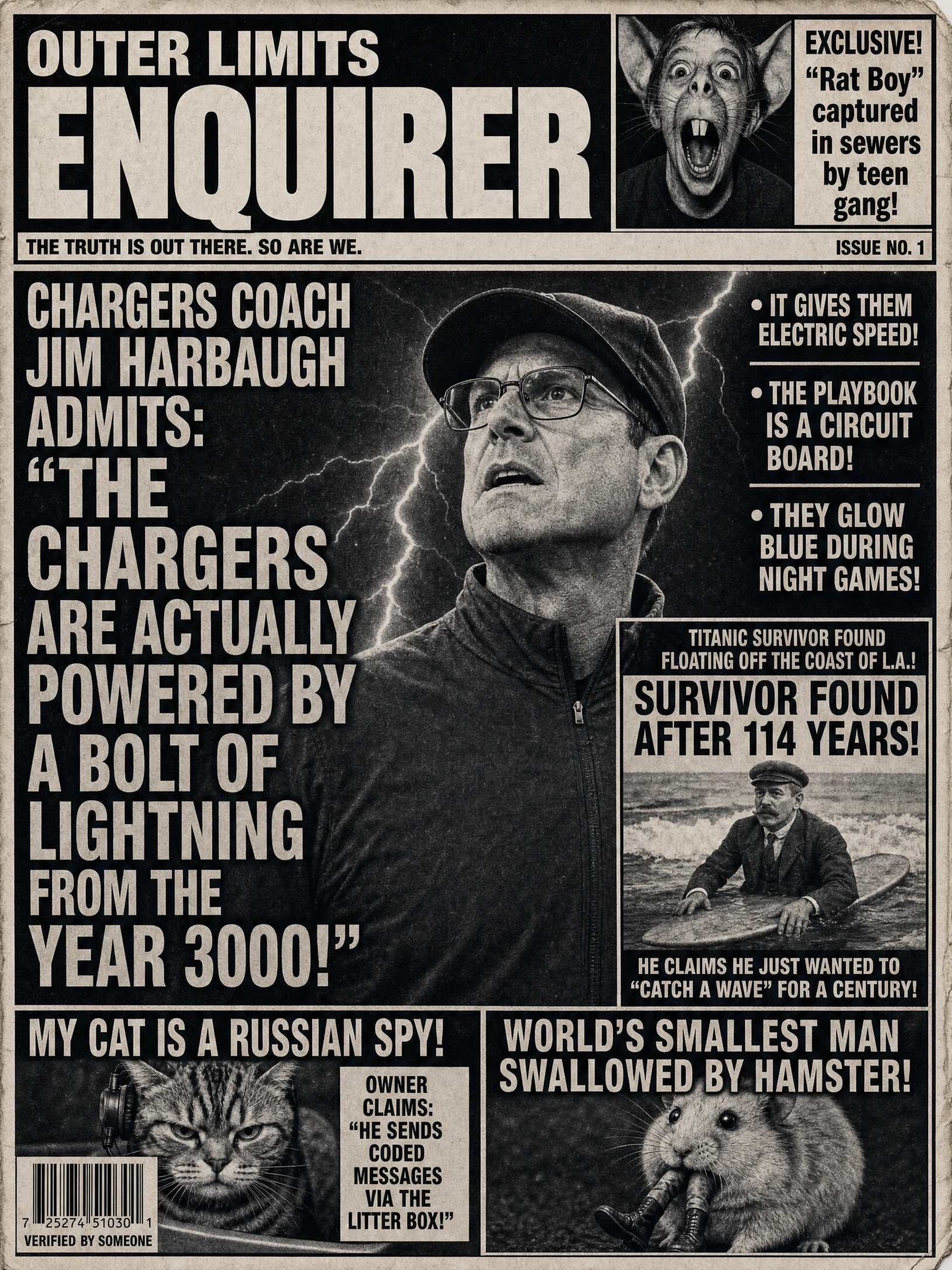 Outer Limits Enquirer — Chargers edition front page